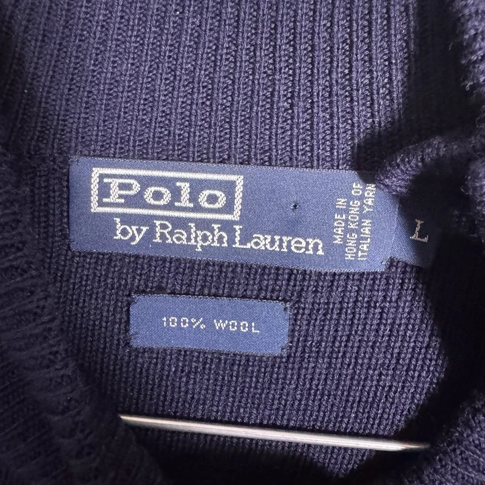 Polo Ralph Lauren Sweater Mens L Wool Sailor Fisherman Button Shoulder Italian